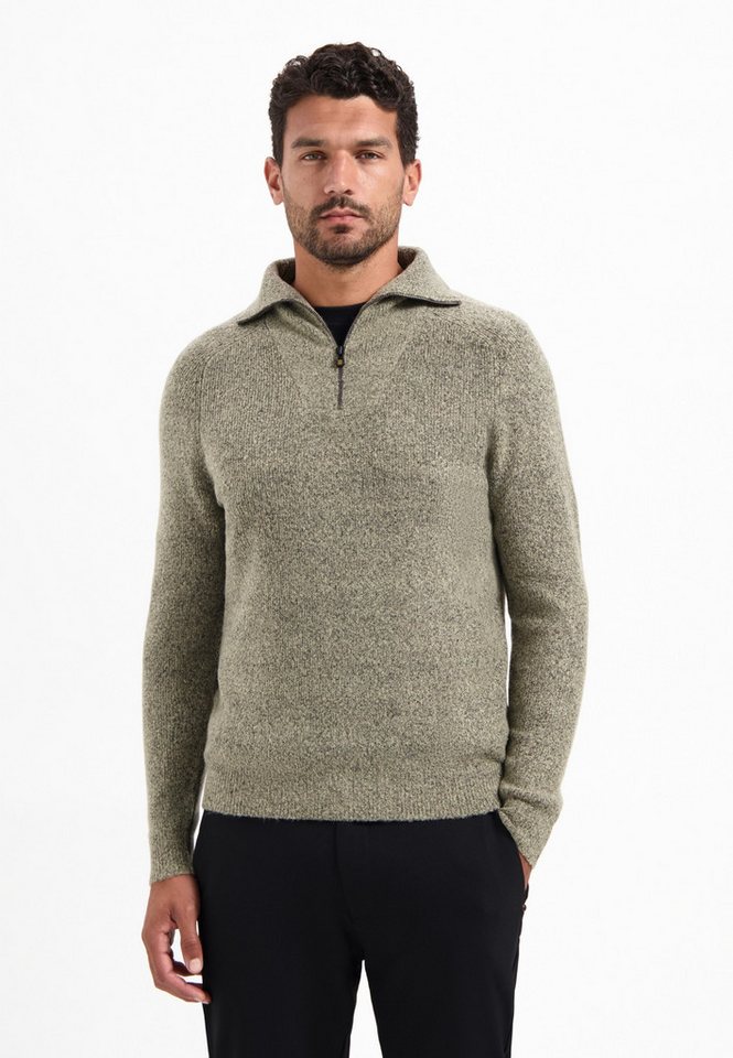 NO EXCESS Stehkragenpullover No Excess Wollpullover mit hohem Reißverschluss von NO EXCESS