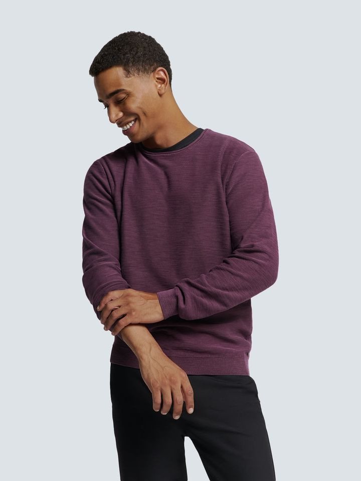 NO EXCESS Strickpullover - Longsleeve Herren - Langarmshirt meliert - dünner Pullover von NO EXCESS