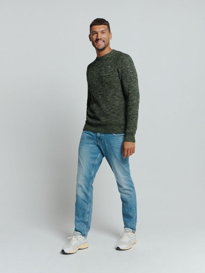 NO EXCESS Strickpullover Pullover Crewneck 3 Coloured Rib DK GREEN von NO EXCESS