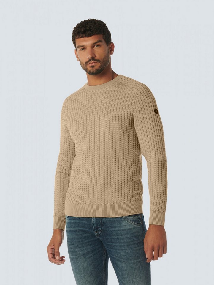 NO EXCESS Strickpullover Pullover Crewneck Solid Jacquard Rib STONE von NO EXCESS