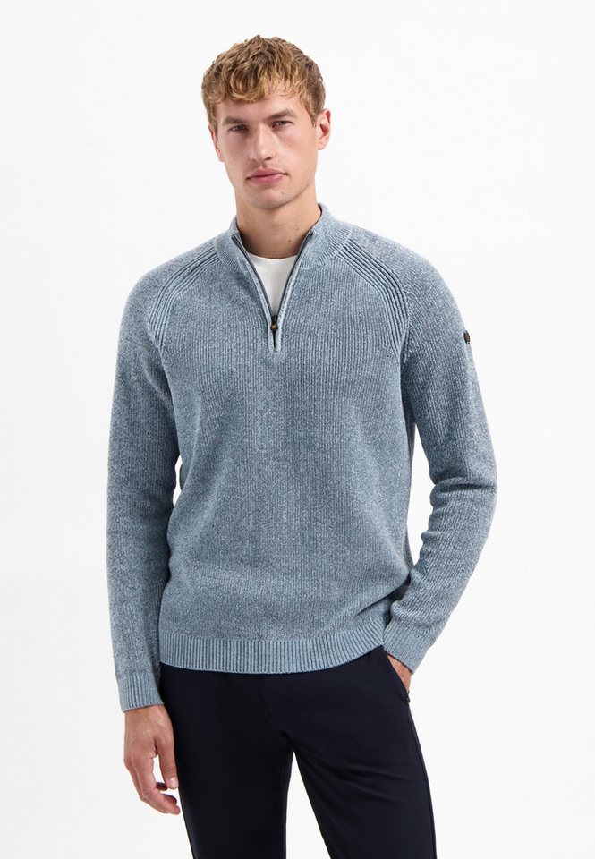 NO EXCESS Strickpullover Pullover Half Zip 2 Colored Chenill von NO EXCESS