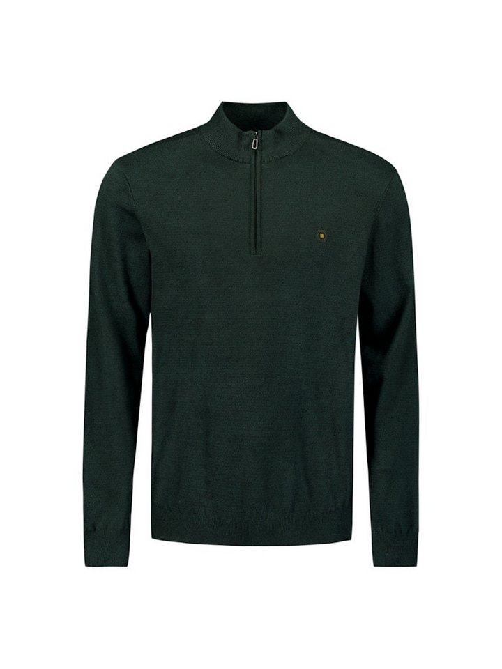 NO EXCESS Strickpullover Pullover Half Zip 2 Coloured Melange DK GREEN von NO EXCESS