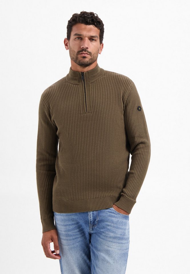 NO EXCESS Strickpullover Pullover Half Zip rib variation von NO EXCESS