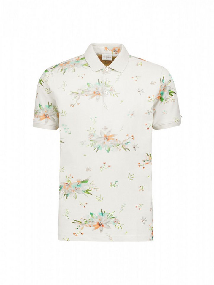 NO EXCESS T-Shirt Polo Pique Allover Printed Garment Dyed Stretch WHITE von NO EXCESS