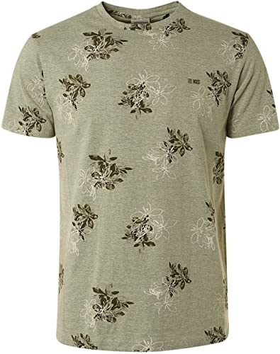 NO EXCESS T-Shirt Rundhals Allover Printed Melange (L, Dark Mint) von NO EXCESS