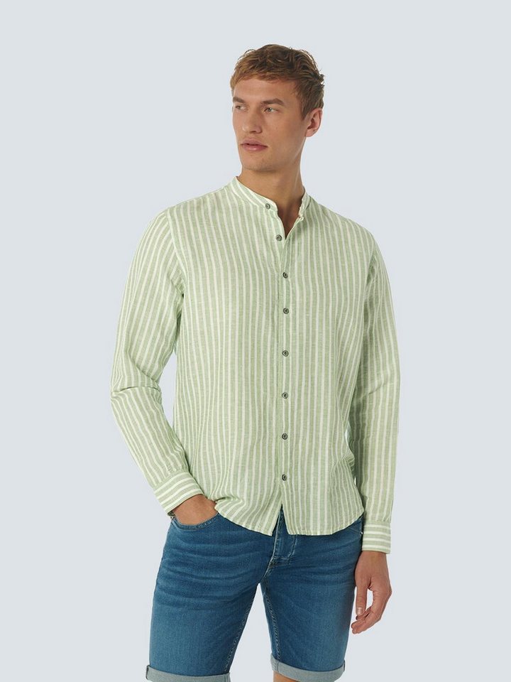 NO EXCESS T-Shirt Shirt Granddad Stripe With Linen von NO EXCESS