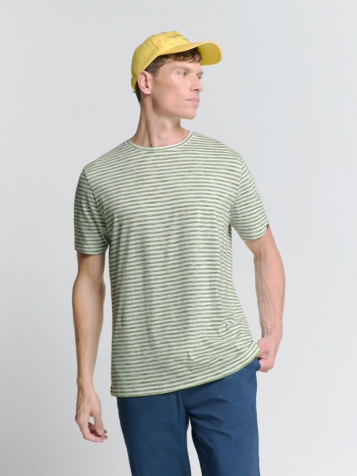 NO EXCESS T-Shirt T-Shirt Crewneck Multi Coloured Melange Stripes GREEN von NO EXCESS