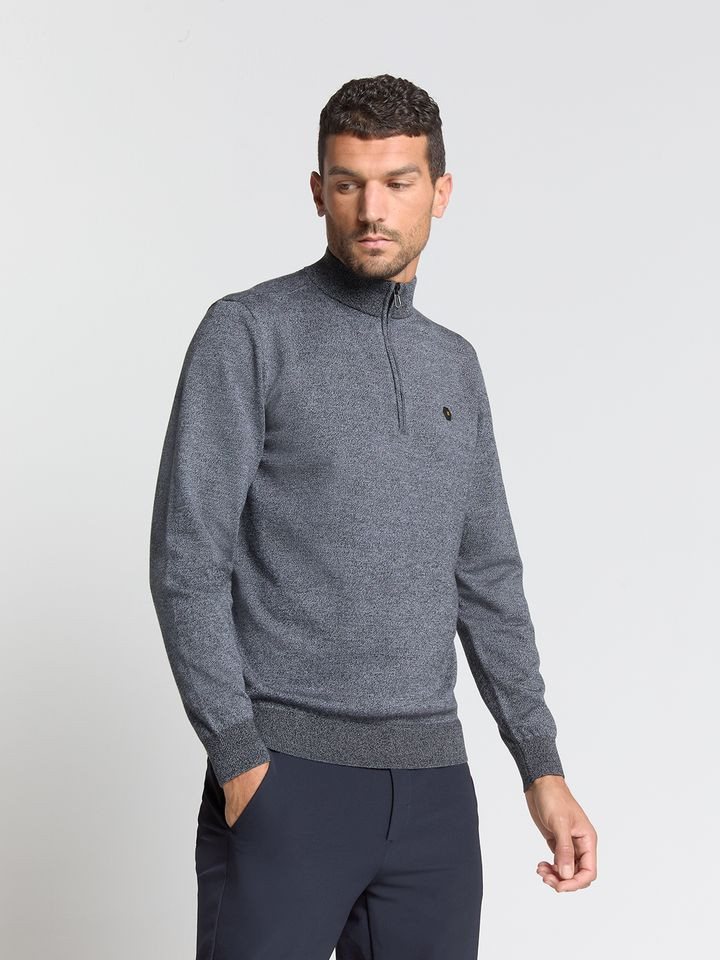 NO EXCESS Troyer - Strickpullover - Pullover - Pullover Half Zip 2 Coloured Melange von NO EXCESS
