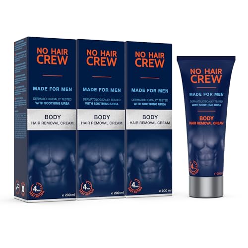 NO HAIR CREW 3 x Enthaarungscreme für Männer – Sanfte & gründliche Haarentfernung in 4-8 Minuten – Ohne Schnittrisiko & Rasurbrand (Set 3 x 200 ml) von NO HAIR CREW