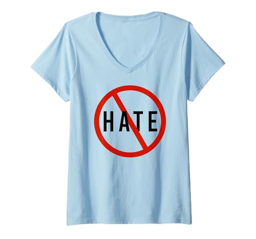 Damen NO Hate X Don’T Hate - No Hater Kein HASS T-Shirt mit V-Ausschnitt Damen NO Hate X Don’T Hate - No Hater Kein HASS T-Shirt mit V-Ausschnitt von NO HATE X DON’T HATE - Kein Hass