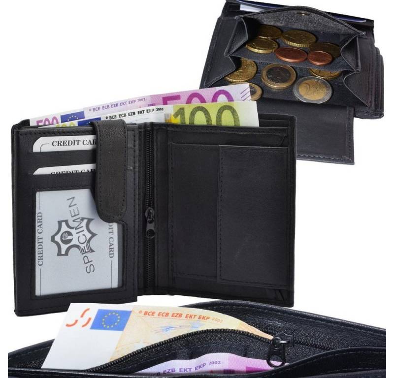 NO NAME Geldbörse Geldbörse Leder Kombibörse schwarz mit Reißverschluss Maße: ca. 12,0 c (1-tlg) von NO NAME