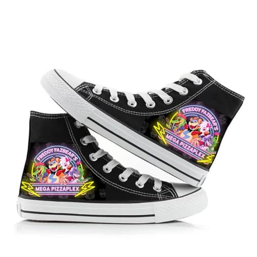 FNAF Canvas-Schuhe für Unisex, Fünf-Nacht-Spiel, Unisex, Schnürschuhe, Freizeitschuhe, hohe Oberseite, modische Figur, bedruckt, Sport-Sneaker, Typ 9, 39 EU von NOAFUNZO