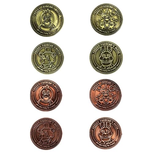 FNAF Münze Sammlermünzen Goldmünzen,Fazbear Foxy Bonnie Chica Charakteren zum Sammeln Antike Bronzemünzen für Gedenkspiel Metallmünzen (8 Stück) von NOAFUNZO