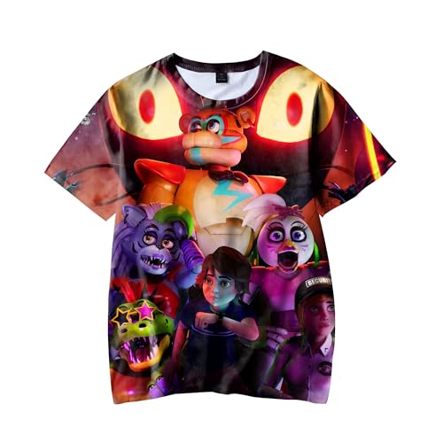 FNAF T-Shirts für Kinder,Five Nights Bear Cartoon 3D gedruckt Kurzarm T-Shirt,Security Breach Charakter Shirt Tops Tees für Kinder (140, Type 1) von NOAFUNZO