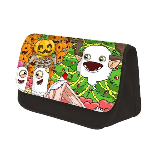 My Singing Monsters Fashion Federmäppchen Cartoon,Anime Doppelschichten Stiftetasche Große Kapazität Manga Schreibwaren Box -Schreibwaren Supplies für Jungen und Mädchen (Typ 4, 22 x 13 x 7.5 cm) von NOAFUNZO