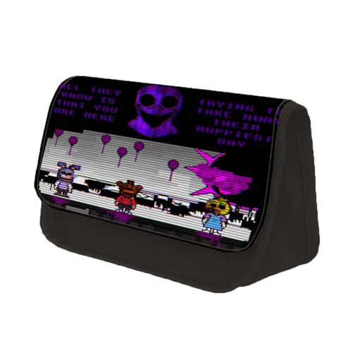 NOAFUNZO Anime FNAF Federmäppchen mit Reißverschluss,Security Breach Fazbear Chica Five Nights Game Anime Federmäppchen- 22x13x7.5cm Große Kapazität Stifttasche Schreibwaren (Typ 10, 22x13x7.5cm) von NOAFUNZO