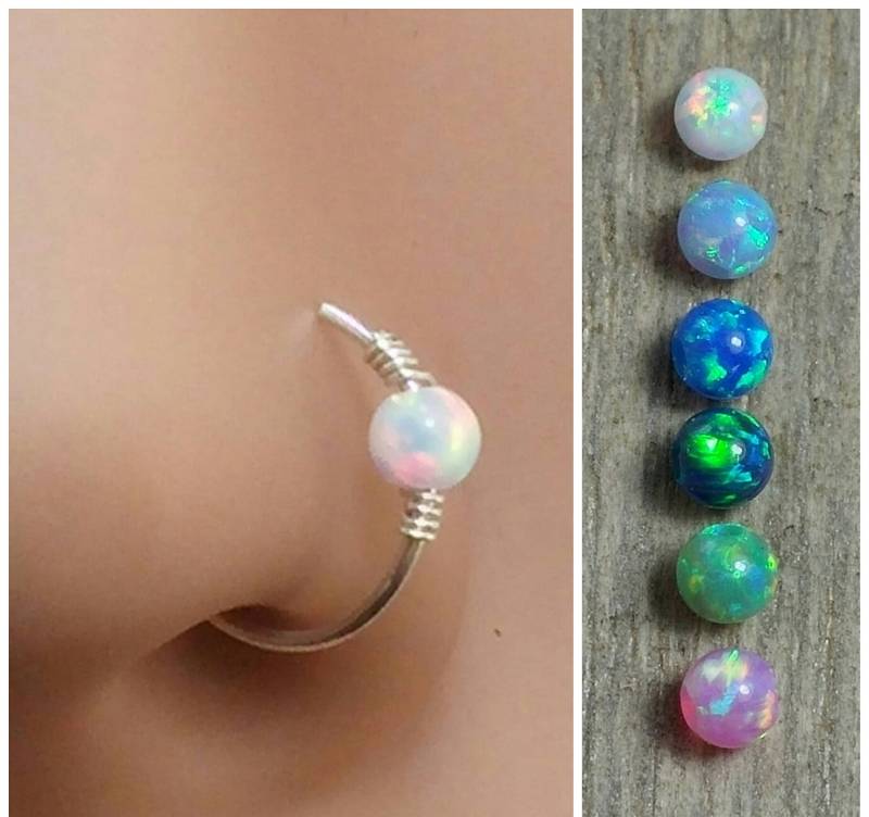 Nasenring, Nasenring Hoop, Nasenpiercing, Nasenschmuck, Opal Winziger Kleiner Ring von NOAJEWELRY1