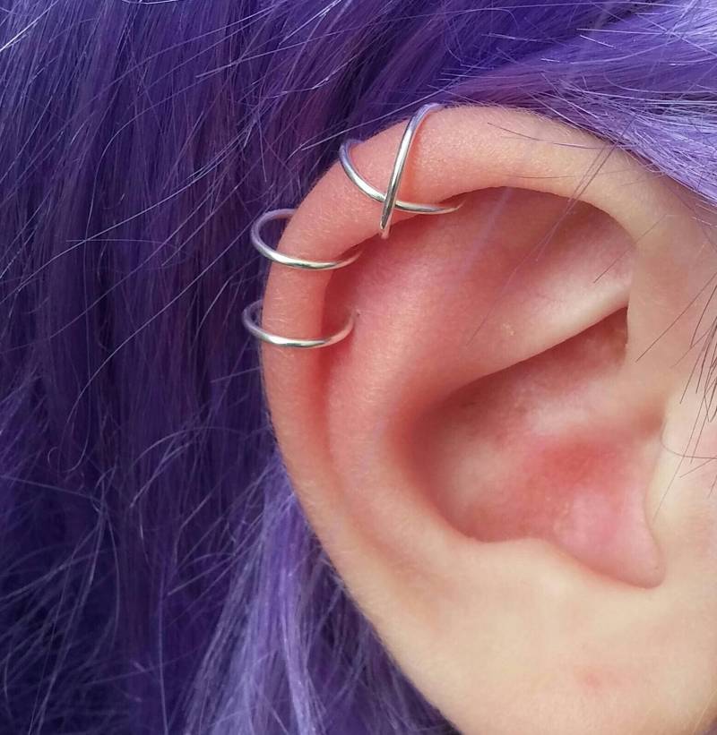 Ohrclip, Ohr Wickelt, Ohrring Manschette, Fake Silber Ohrmanschetten, Doppel Manschette Silber, Gold, Ohrringe, Boho von NOAJEWELRY1