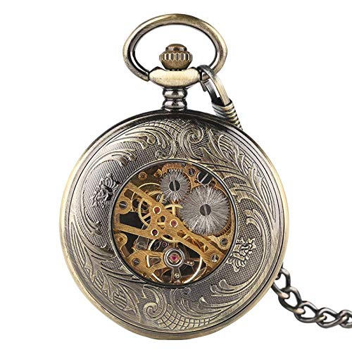 Mechanische Taschenuhr mit Kette, Taschenuhr, mechanische Taschenuhren, Kristallanhänger für Damen, Damen, Mädchen, Geschenke, Handaufzug, Krankenschwesteruhr, hübsches Blumengehäuse mit Anhänger von NOALED