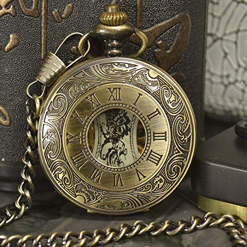 NOALED Mechanische Taschenuhr mit Kette, Taschenuhren, antikes Skelett, mechanische Taschenuhr, Herren-Kette, Halskette, Business-Taschen- und Taschenuhren von NOALED