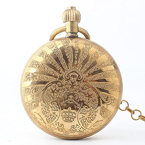 NOALED Mechanische Taschenuhr mit Kette, Vollkupfer, halbautomatische mechanische Taschenuhr, große Flip-Taschenuhr für Männer und Frauen, Paare von NOALED