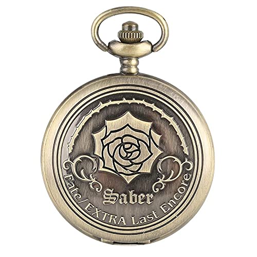 NOALED Mechanische Taschenuhr mit Kette mit Kette, personalisierte Bronze-Quarz-Taschenkettenuhr, einzigartige antike Anhängeruhr, Exquisite Halsketten-Uhr-Geschenke, Bronze von NOALED