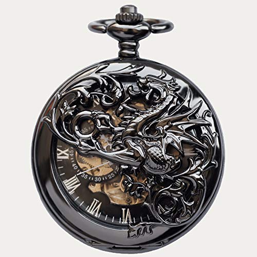 NOALED Taschenuhren, Dampfzubehör, mechanische Taschenuhr, Vintage-Stil, ausgehöhlte Blume, modisch, für Herren und Damen, Quarz-Taschenuhr, Unisex, Halskette, Anhänger, Vinta von NOALED