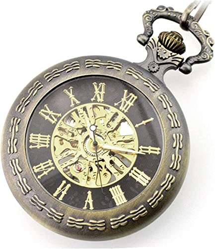 NOALED Vintage Herren Taschenuhren Vintage Mechanische Steampunk Uhren Uhr Anhänger mit Kettenbox, bronze von NOALED