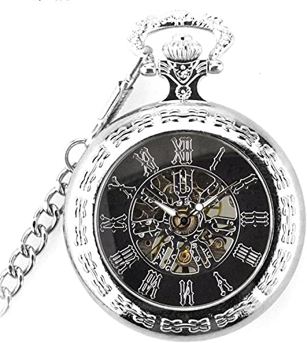 NOALED Vintage Herren Taschenuhren Vintage Mechanische Steampunk Uhren Uhr Anhänger mit Kettenbox, silber von NOALED