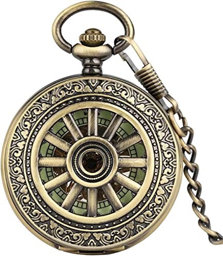 NOALED Vintage Leuchtende mechanische Bronze Hohlrad Handaufzug Steampunk Kette, a, 4.8cm von NOALED