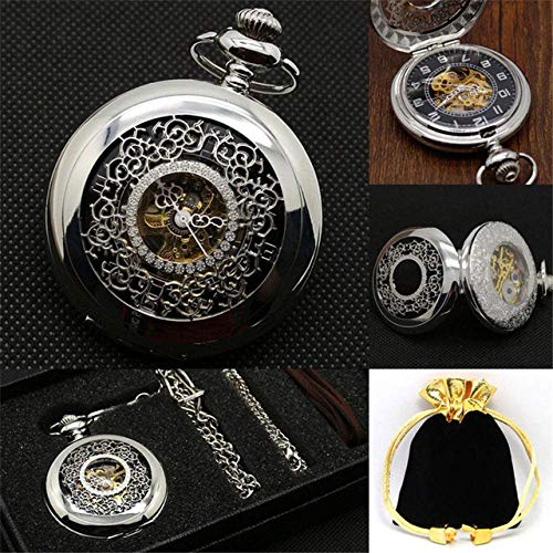 NOALED Vintage Taschenuhr Retro Double Hunter Mechanische Skelett Taschenuhr Geschenk Halskette Uhren Männer Frauen Anhänger Schmuck von NOALED