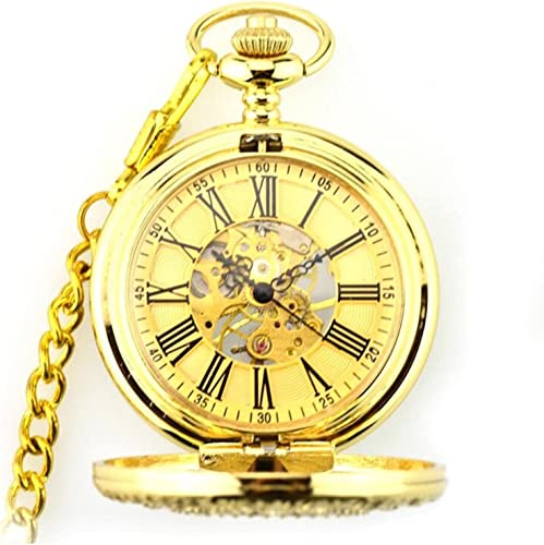 NOALED Vintage Vintage mechanische Taschenuhr Halskette mit Kette römische Zahl Uhr Anhänger Handaufzug Männer Frauen von NOALED