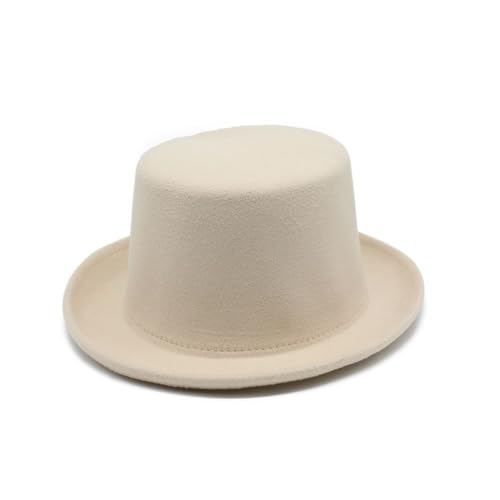 NOAMED Fengyan Hüte und Winter Wolle Top Hat Gentlemen Filz Zylinder Hut Show Magier Hut High Top Kleiner Zylinder, beige, 6 7/8-7 1/8 von NOAMED
