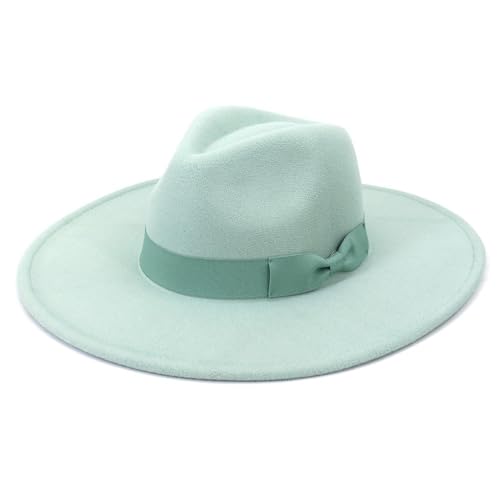 NOAMED Fengyan Hut 2021 Winter Herbst Damen Elegant Retro Filz Fedora Hut Große breite Krempe Frauen Hüte Hochzeit Kirche Kleid formelle Hut, mintgrün, 6 7/8-7 1/8 von NOAMED
