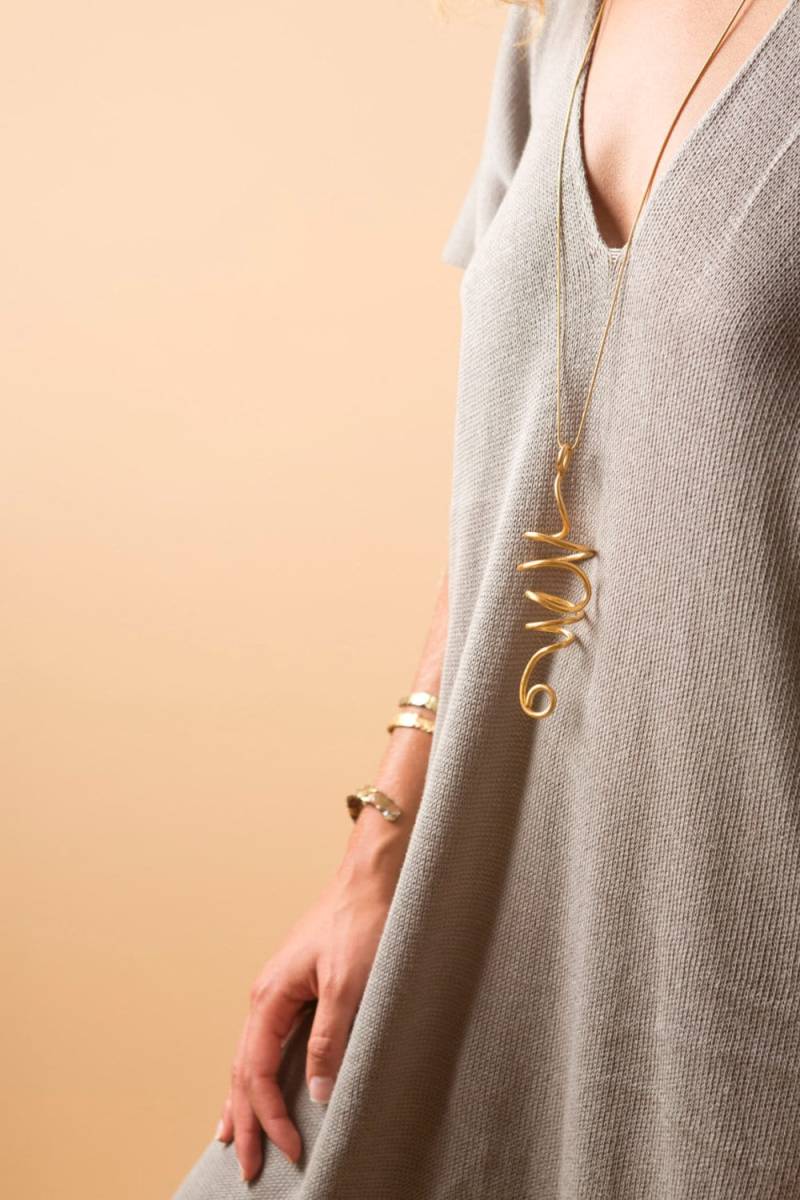 Große Lange Statement Spiral Kette, Vergoldet 18K, Modeschmuck von NOAunisexJewelry