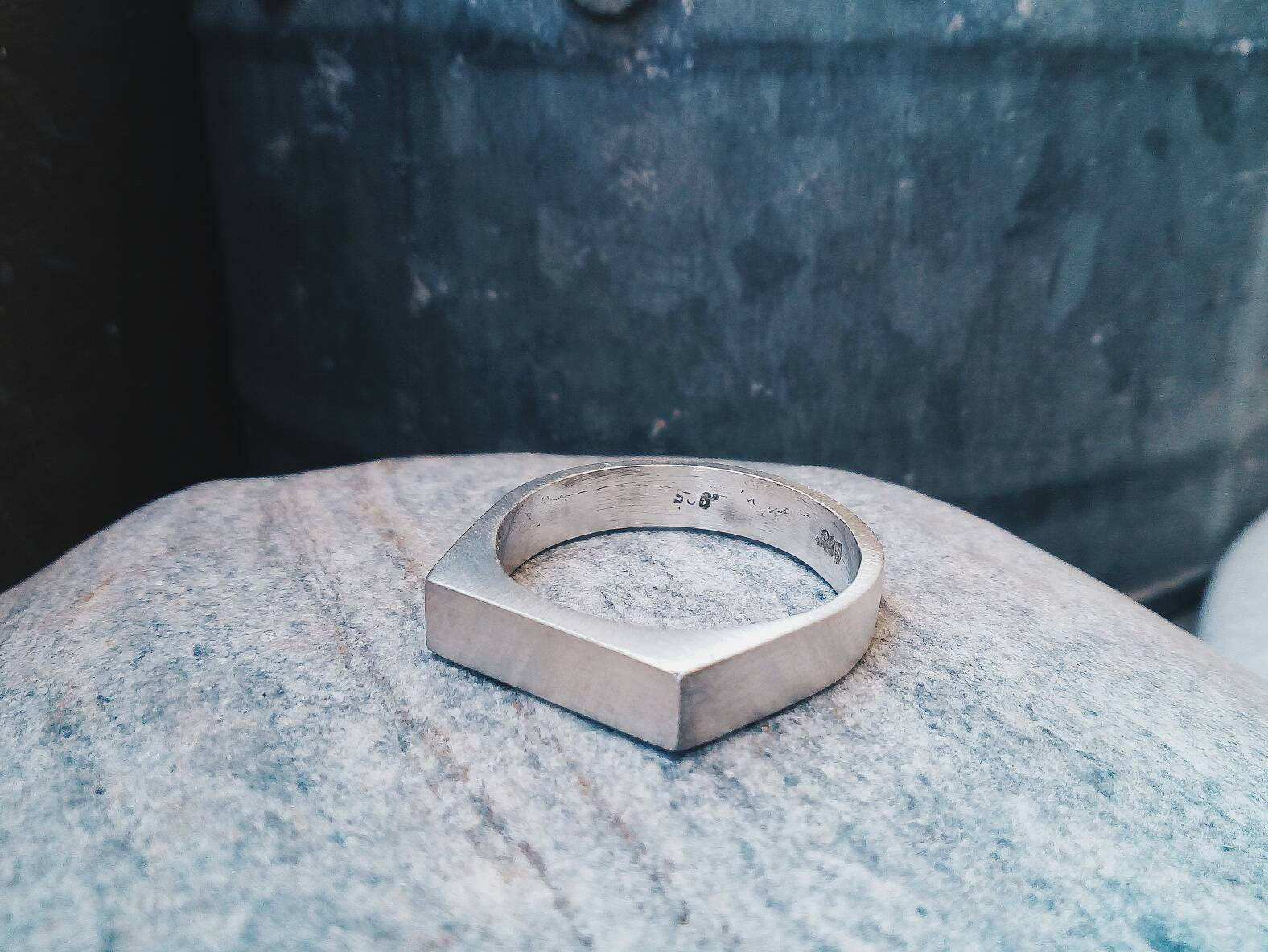 Rechteck Sterling Silber Signet Ring von NOAunisexJewelry