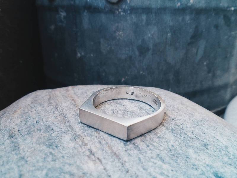 Rechteck Sterling Silber Signet Ring von NOAunisexJewelry