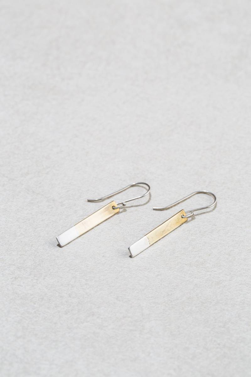 Rechteckige Baumelnde Ohrringe, Gemischte Metalle Silber Und Messing, Tägliche Ohrringe von NOAunisexJewelry