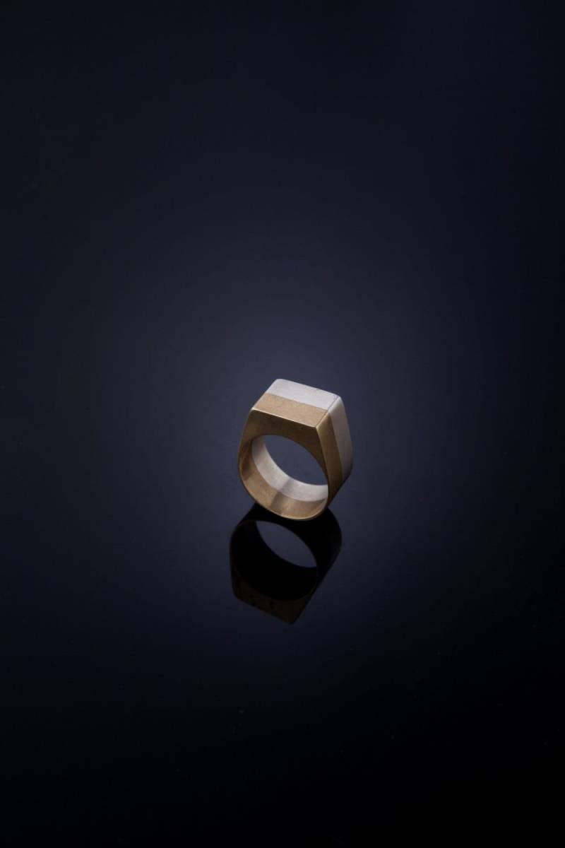 sterling Silber Und Messing Signet Ring Gemischte Metalle - Unisex Design von NOAunisexJewelry