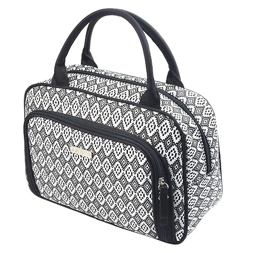 Damen Kosmetikkoffer, Handtasche, Reisekoffer, geräumige, Elegante Black&White Kollektion von NOBLE