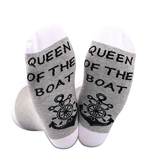 Queen of the Boat Bootfahren Liebhaber Geschenk Neuheit nautisches Segelgeschenk King of the Boat Socken für Männer Frauen, Boot Queen EU, M von NOBRANDS