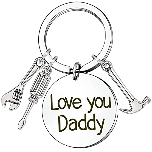 NOCHME Edelstahl Schlüsselanhänger Männer Für Papa, 25mm Love You Daddy Edel Personalisiert Schlüsselring Gravur Für Papa Opa Herren Geschenk Schlüsselringe Für Vatertag Geburtstag Mit Box, Silber von NOCHME