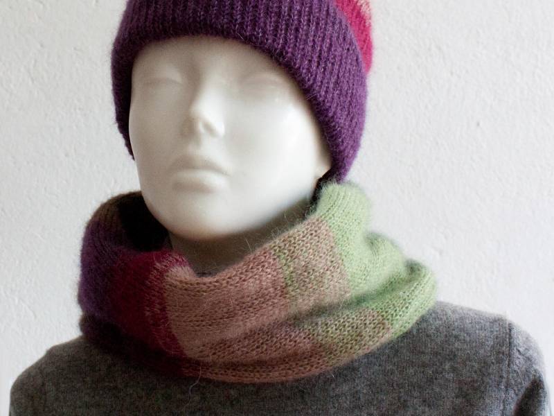 Gestrickter Loop Schal Aus Mohair & Seide in Herbstfarben/ Mohair Silk Loop Scarf von NOCTURNESinWOLL