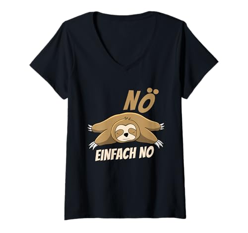 Damen NÖ Sloth Funny Cool Saying Lazy for Girls and Boys T-Shirt mit V-Ausschnitt von NÖ Lazy Sloth Funny Cool Saying