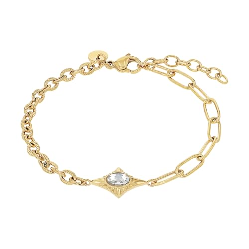 NOELANI Armband Edelstahl Damen Armschmuck, mit Zirkonia synth., 16+3 cm, Weiß, Kommt in Schmuck Geschenk Box, 2038792 von NOELANI
