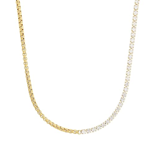 NOELANI Collier Edelstahl Damen Halsschmuck, mit Zirkonia synth., 37+5 cm, Gold, Kommt in Schmuck Geschenk Box, 2033727 von NOELANI