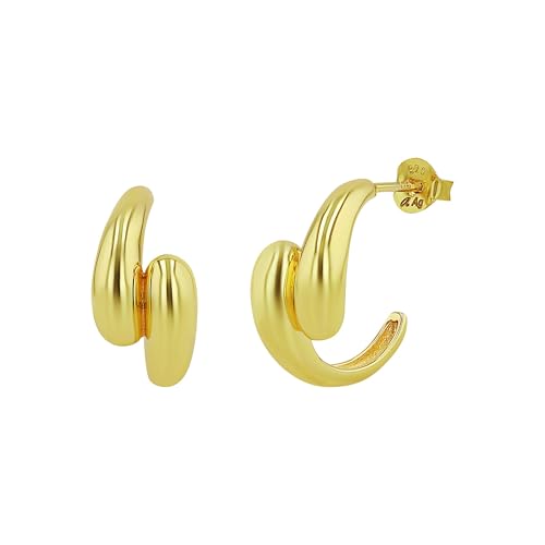 NOELANI Creole für Damen, Silber 925, 16 mm, gold, Geschenkidee, kommt in Schmuck Geschenk Box, 2100020 von NOELANI