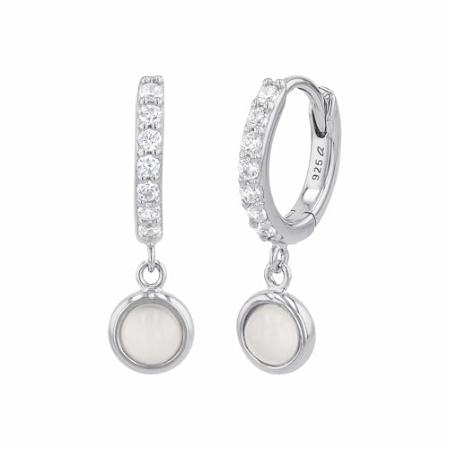 NOELANI Creolen 925 Sterling Silber Damen Ohrschmuck, mit Achat, Zirkonia synth., 1,9 cm, Gold, Kommt in Schmuck Geschenk Box, 2036985 von NOELANI