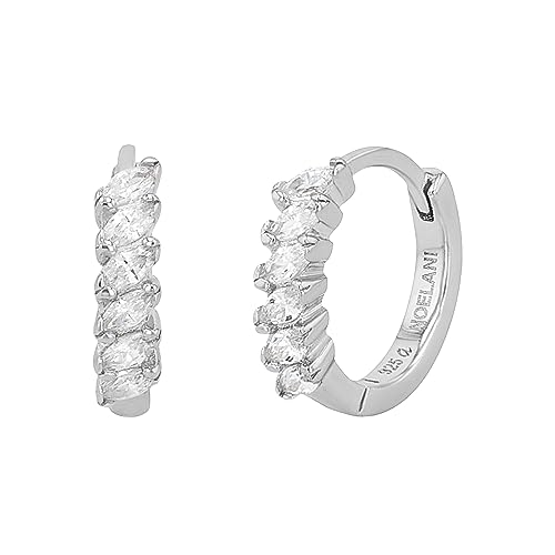 NOELANI Creolen 925 Sterling Silber Damen Ohrschmuck, mit Zirkonia synth., 1,2 cm, Weiß, Kommt in Schmuck Geschenk Box, 2036995 von NOELANI