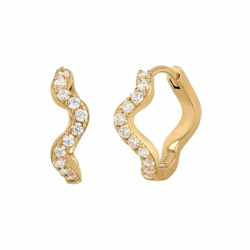 NOELANI Creolen 925 Sterling Silber Damen Ohrschmuck, mit Zirkonia synth., 1,5 cm, Gold, Kommt in Schmuck Geschenk Box, 2037870 von NOELANI